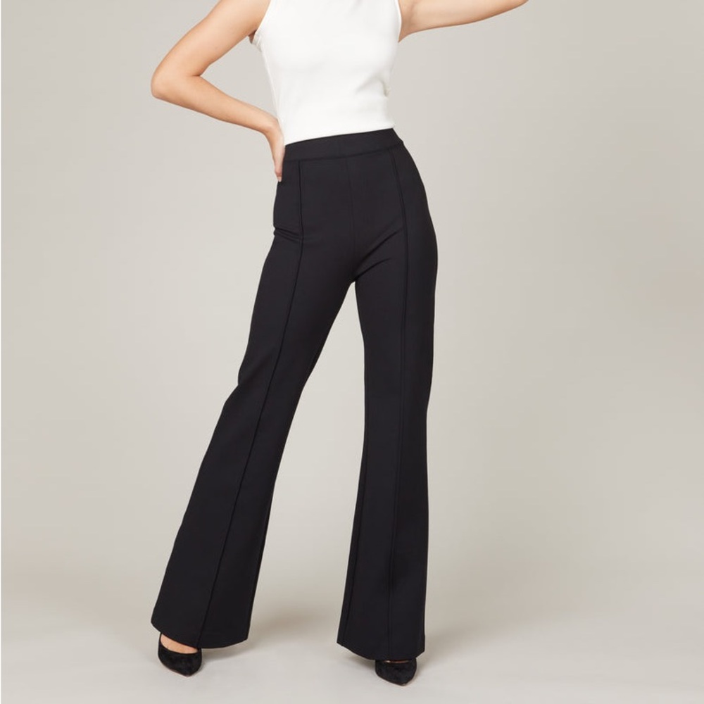 SPANX PerfectFit Ponte Flare Leg Pant Black Seamed Stretch Comfortable Large
